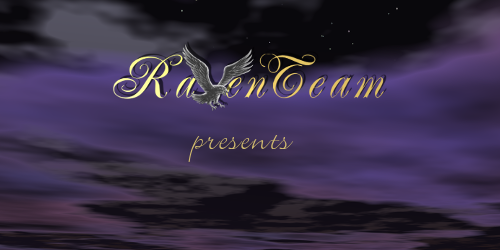 Wolken-Hintergrund und Schrift: Raventeam präsentiert